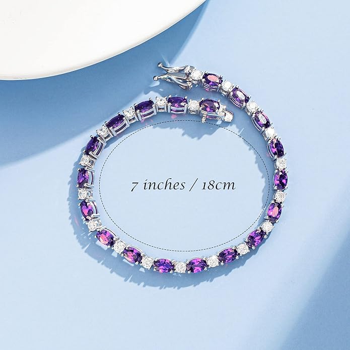 FANCIME Birthstone Bracelets Sterling Silver Tennis Bracelets Charm Fine Jewelry Birthday Valentines Day Jewelry Gifts for Women Mom 7"
