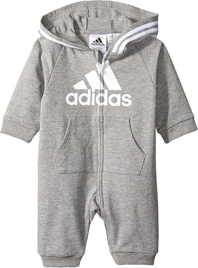 Adidas long sleeve zip up one piece for babies boy
